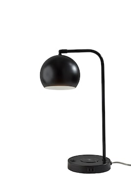 Adesso Emery SuperCharger Incandescent Desk Lamp, 19H, with USB Port, Black (2624-01)