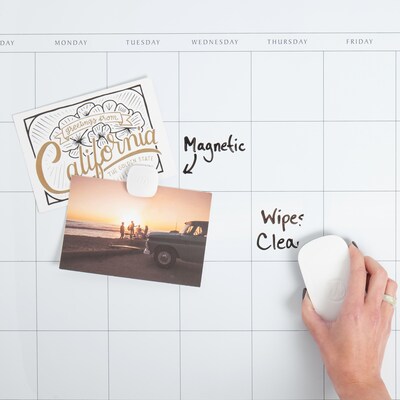 U Brands Magnetic Dry Erase Calendar Whiteboard, 30" x 20", White Decor Frame (2075U00-01)