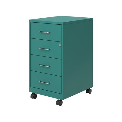 Space Solutions 18 4-Drawer Metal Mobile Organizer, Locking, Teal (25946)