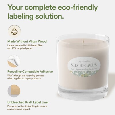 Avery Hemp Oval Laser/Inkjet Multipurpose Labels, 1" x 2", Off-White (1920/Box)