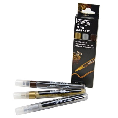 Liquitex Professional Acrylic Paint Marker, Iridescent Colors, 2 mm, 3/Pack (LIQ3699244)