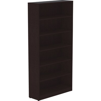 Lorell Essentials 72 6-Shelf Bookcase with Adjustable-Shelves, Espresso Laminate (LLR18228)