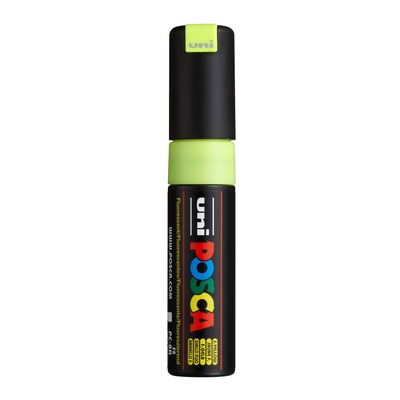 uni POSCA Water-Based Paint Marker, Broad Chisel Tip, Fluorescent Yellow (PC8KFYELLOW)