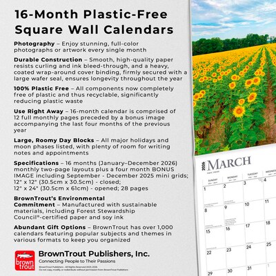2026 BrownTrout Sunflowers 12" x 12" Monthly Wall Calendar (9798330705696)