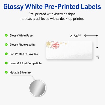 Avery Rectangle Multipurpose Labels, 1 x 2-5/8, White, 160/Pack (19479370427)