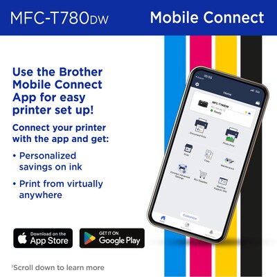 Brother INKvestment Tank MFC-T780DW Wireless Color All-In-One Supertank Inkjet Printer, Best for Home Office