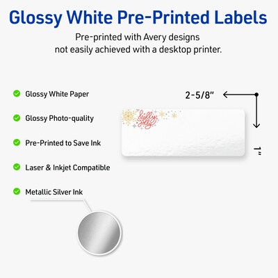Avery Rectangle Multipurpose Labels, 1 x 2-5/8, White, 160/Pack (19479370427)