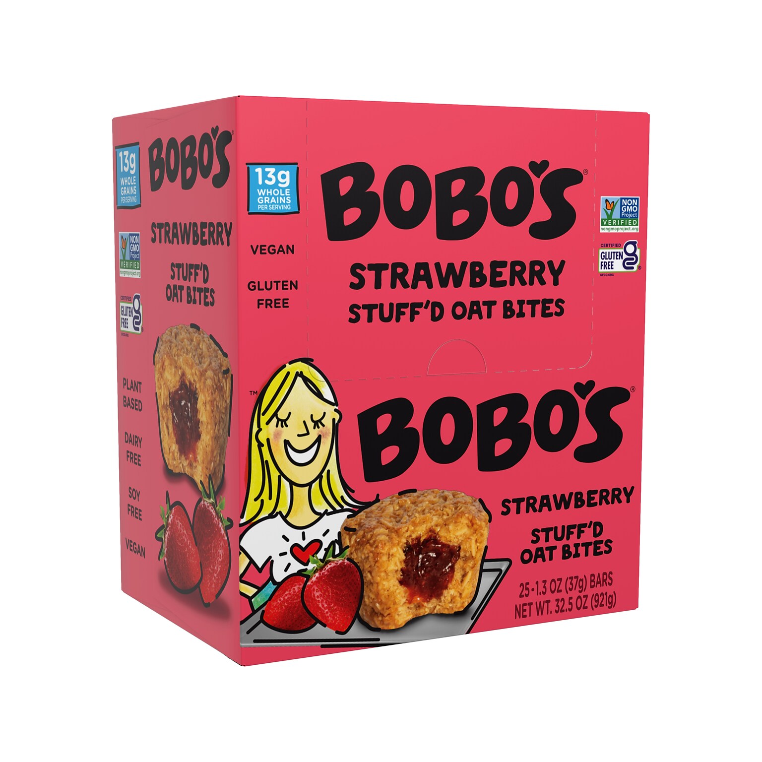 Bobos Gluten-Free Strawberry Stuffd Oat Bite, 32.5 oz., 25 Bars/Box (128-75-D)