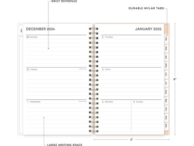 2025 Blue Sky Natalya 5" x 8" Weekly & Monthly Planner, Plastic Cover, Pink/White (148769-25)