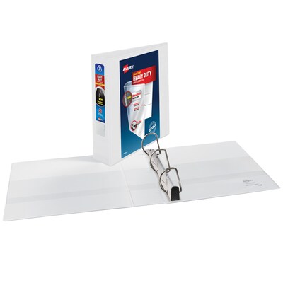Avery Heavy Duty 2 3-Ring View Binder, Slant Ring, White, 4/Pack (79790)