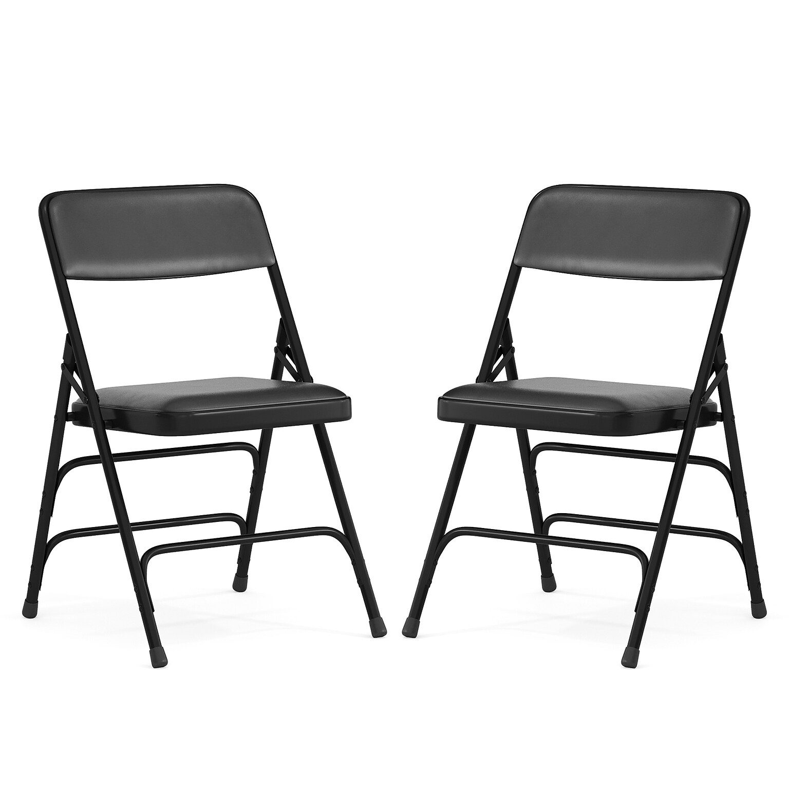 Flash Furniture HERCULES Series Vinyl Folding Chair, Black, 2/Pack (2HAMC309AVBK)