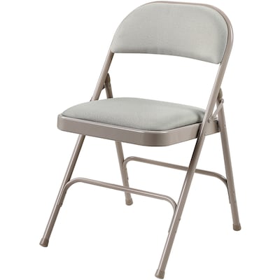Lorell Fabric Padded Seat Folding Chairs, Steel Beige (LLR62533)