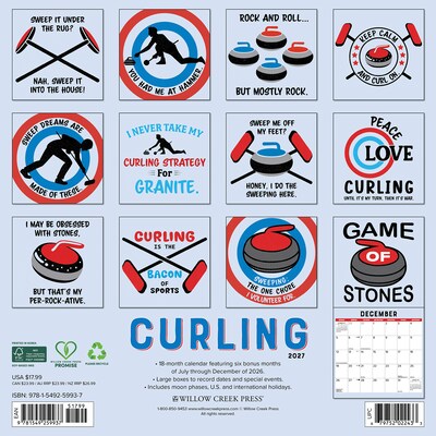 2027 Willow Creek Curling 12 x 12 Monthly Wall Calendar, Assorted Colors (59937)