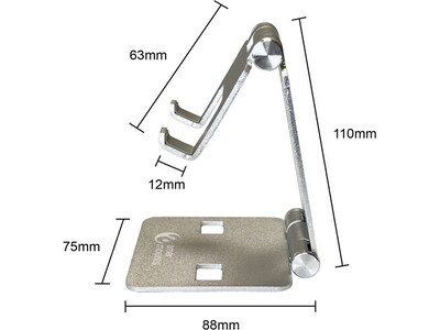 Amer Mounts Adjustable Double-Axis Mobile/Tablet Stand, Silver (EZPAD20-01)