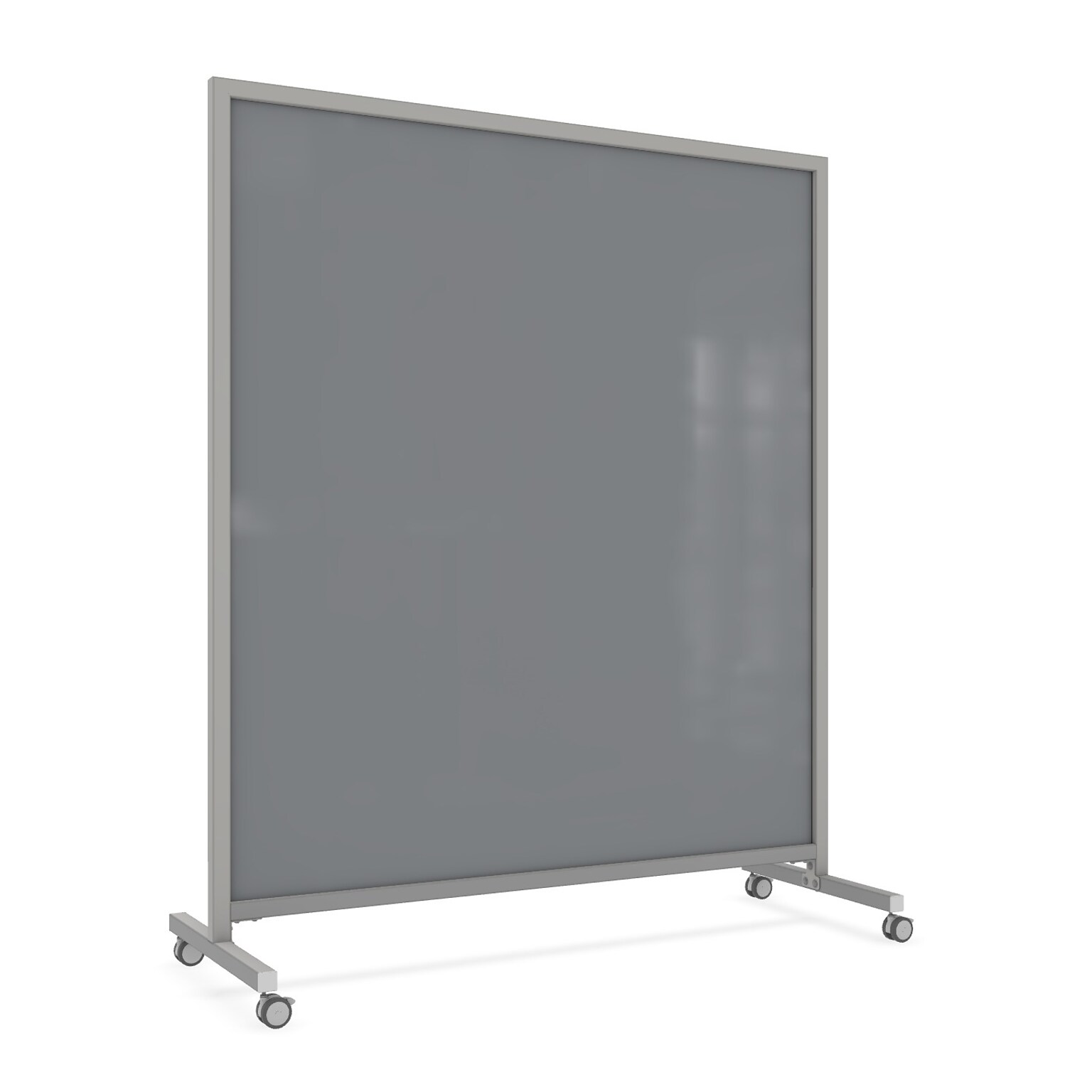 Ghent EZ Magnetic Glass Mobile Dry-Erase Whiteboard, Aluminum Frame, 75H x 62W, Smoke (EZ1MA7562SK)