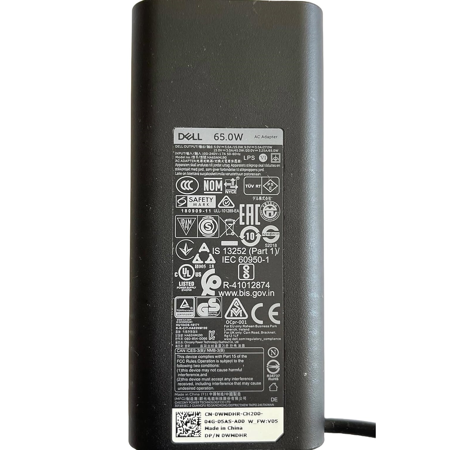 Dell 65W USB Type-C AC Adapter for Dell 11 3100 2-in-1 Chromebook, Black (0MVPDV)