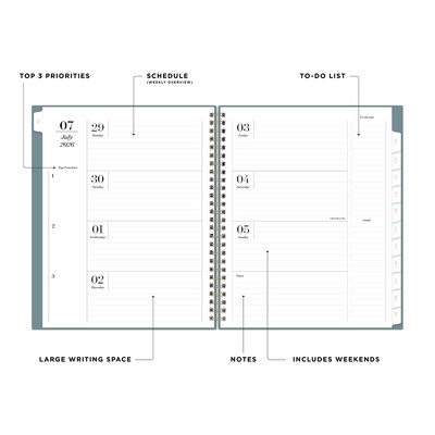 2026-2027 Blue Sky Sincerely Jules Swiss Daisy Marina 7 x 9 Academic Year Weekly & Monthly Planner, Plastic Cover (159090)