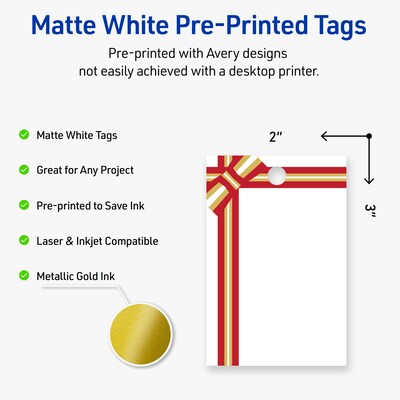 Avery  3 Blank Price & Merchandise Tags, White, 80/Carton (S00-FFQ-PRMWT10)