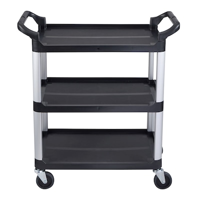 Luxor 3-Shelf Serving Cart, Black/Aluminum (SC12-B)