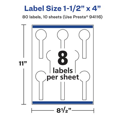 Avery Laser/Inkjet Multipurpose Labels, 4" x ", Glossy White, 80/Pack (94116)