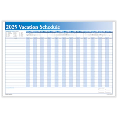 2025 ComplyRight Full Vacation Schedule 36 x 24 Yearly Dry Erase Wall Calendar, Blue/White (J0063)