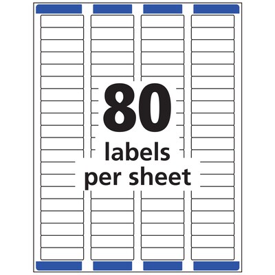 Avery Laser Return Address Labels, 1/2" x 1-3/4", White, 80 Labels/Sheet, 250 Sheets/Box, 20,000 Labels/Box (5967)