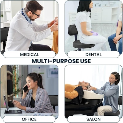 Viva Comfort Armless Vinyl Medical and Lab Stool with Lumbar Support, Black (ADI910-03-BLK-MK)