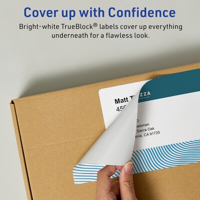 Avery TrueBlock Laser/Inkjet Rectangle Multipurpose Labels, 4.75" x 7.75", White, 20/Pack (94255)