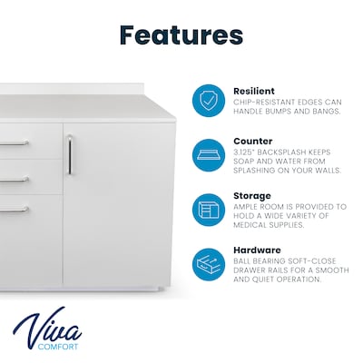 Viva Comfort 36'' H x 36" W Exam Room Medical Cabinet and 36" W Wall Cabinet, 3 Drawers, Gray (90236NS-GRY-WAL)