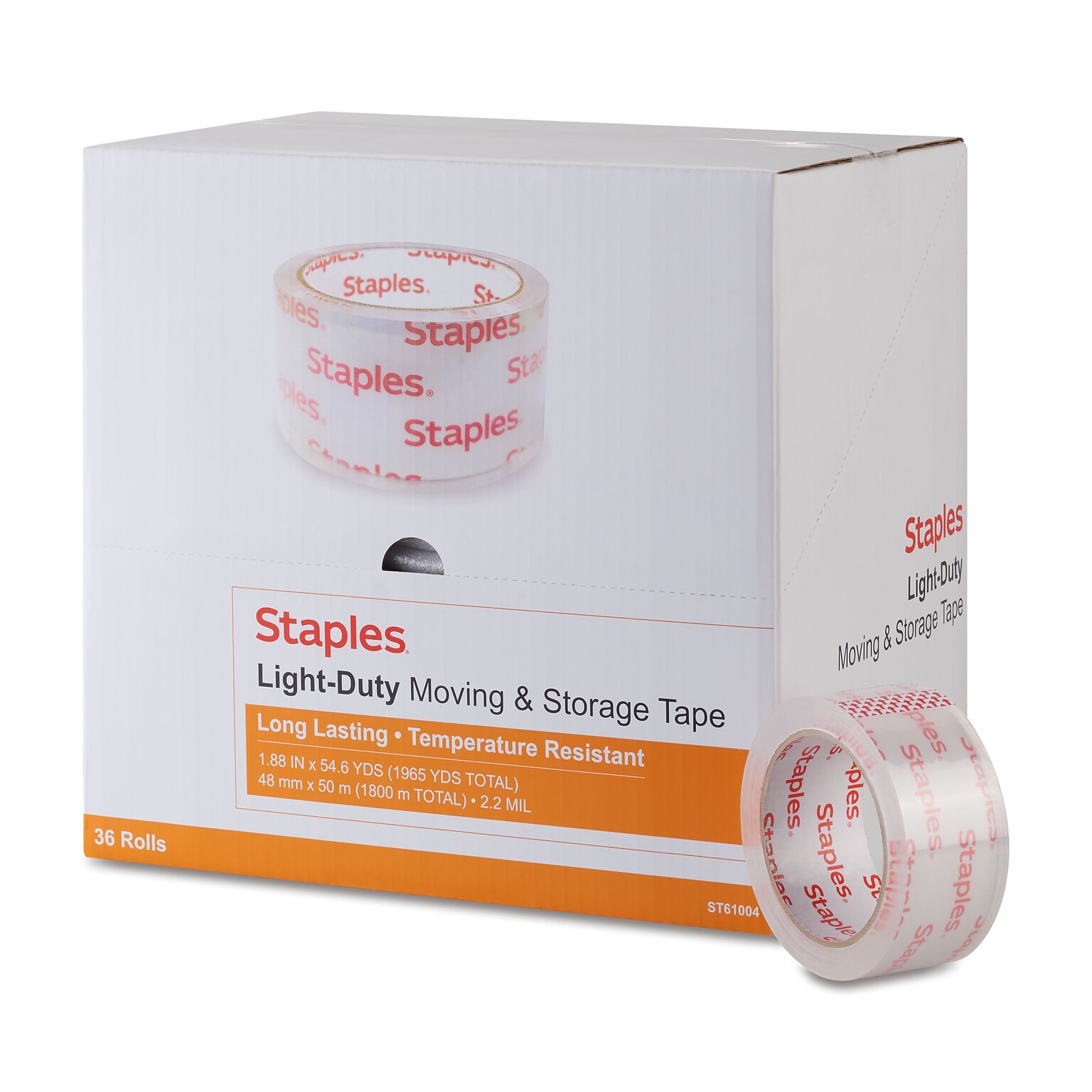 Staples Lightweight Moving and Storage Packing Tape, 1.88W x 54.6 yds., Clear, 36 Pack (52203)