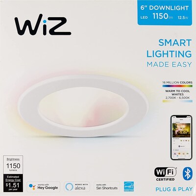 WiZ 12.5W LED Smart Downlight, Multicolor (604298)