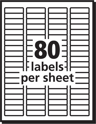 Avery EcoFriendly Laser/Inkjet Return Address Labels, 1/2" x 1-3/4", 80 Labels/Sheet, 100 Sheets/Pack (48467)