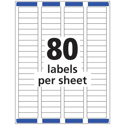 Avery Easy Peel Inkjet Return Address Labels, 1/2" x 1-3/4", White, 80 Labels/Sheet, 25 Sheets/Pack  (8167)