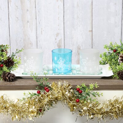 Elegant Designs Winter Wonderland Candle, Blue Frost, Set of 3 (HG5000-FBL)