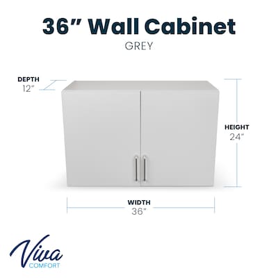 Viva Comfort 24H x 36W Wall Mounted Medical Cabinet, 2-Doors, Gray (ADI902-WALL36-G-MK)