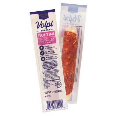 Volpi Roltini Singles, Spicy Salami & Mozzarella, 1.5 oz, 24/Pack (220-02485)