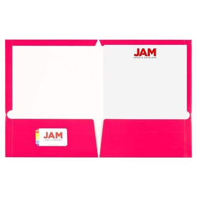 JAM Paper Glossy 2 Pocket Cardstock Presentation Folder, Pink, 50/Box (385Gfuc)
