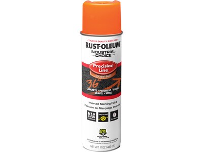 Rust-Oleum Industrial Choice Precision Line Inverted Marking Paint, Fluorescent Orange, 17 oz., 12/P
