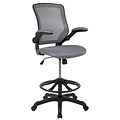 Flash Furniture Mesh Ergonomic Drafting Chair with Adjustable Foot Ring and Lumbar Support, Dark Gra