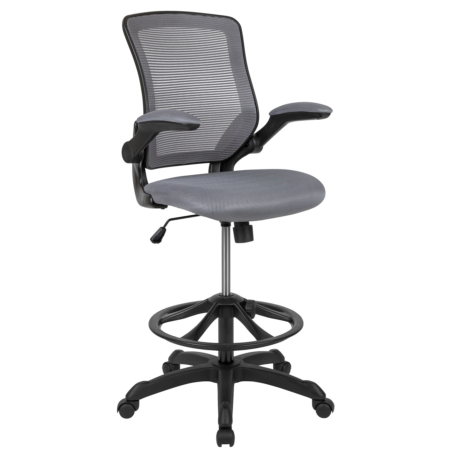 Flash Furniture Mesh Ergonomic Drafting Chair with Adjustable Foot Ring and Lumbar Support, Dark Gray (BLZP8805DDKGY)