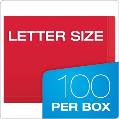 Pendaflex Heavy Duty End Tab File Folder, Straight Cut, Letter Size, Red, 100/Box (H110DR)