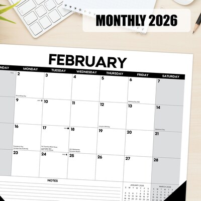 2026 Willow Creek Basic 22" x 17" Monthly Desk Pad Calendar, Black/White (57209)