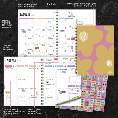 2025-2026 TF Publishing Biggest Blooms 9" x 11" Academic Year Weekly & Monthly Planner, Paperboard Cover (AY26-9704)