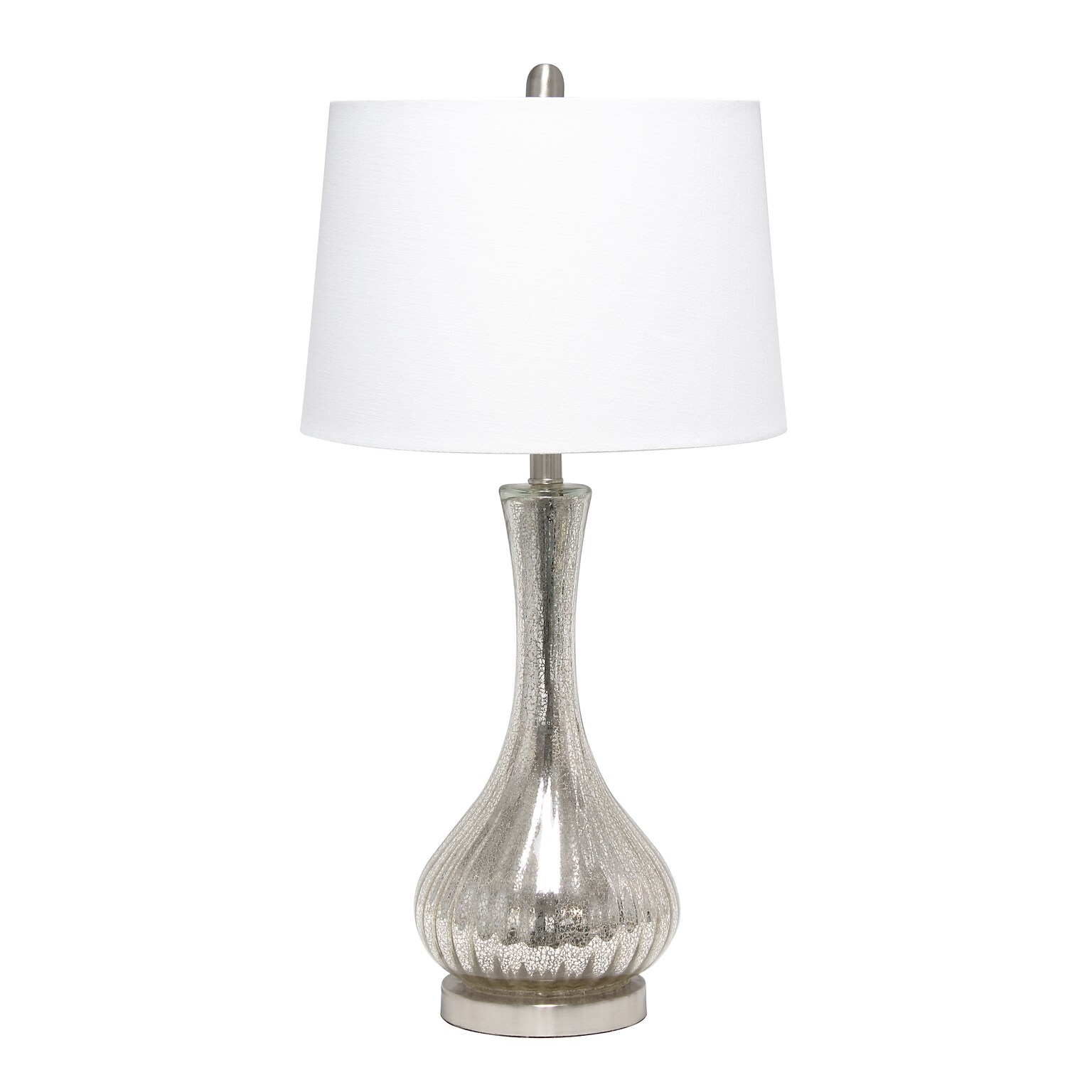Lalia Home Speckled Mercury Tear Drop Table Lamp with Fabric Shade, White (LHT-5004-MR)
