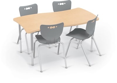 MooreCo Hierarchy Creator Rectangular Table, 58"W x 31"D, Fusion Maple/Platinum Base (703673562904)