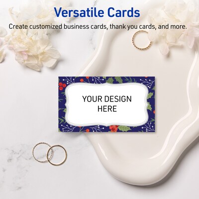 Avery Silver-Navy Matte Blank Card, White, 80/Pack (S00-FJ2)