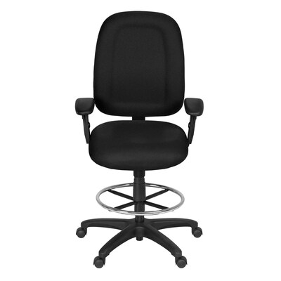 Regency Comfort Series Fabric Drafting Chair with Footrest and Lumbar Support, Black (125-DK-BK)