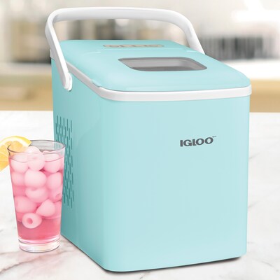 Igloo 26-Pound Automatic Self-Cleaning Portable Countertop Ice Maker Machine With Handle, Aqua (IGLICEB26HNAQ)