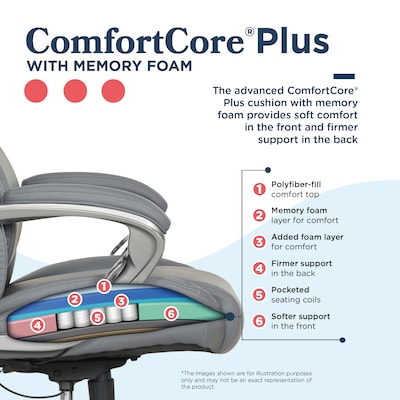 La-Z-Boy Niall AIR Lumbar Pro+ Ergonomic Vegan Leather Executive Big & Tall Chair, 400 lb. Capacity, Cool Gray (60114-CGRY)