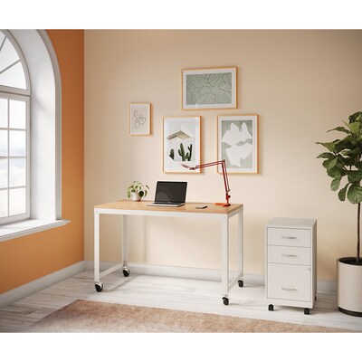 Space Solutions 18" 3-Drawer Mobile Letter Width Vertical File Cabinet, Pearl White (24428)